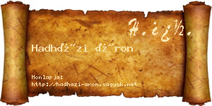 Hadházi Áron névjegykártya
